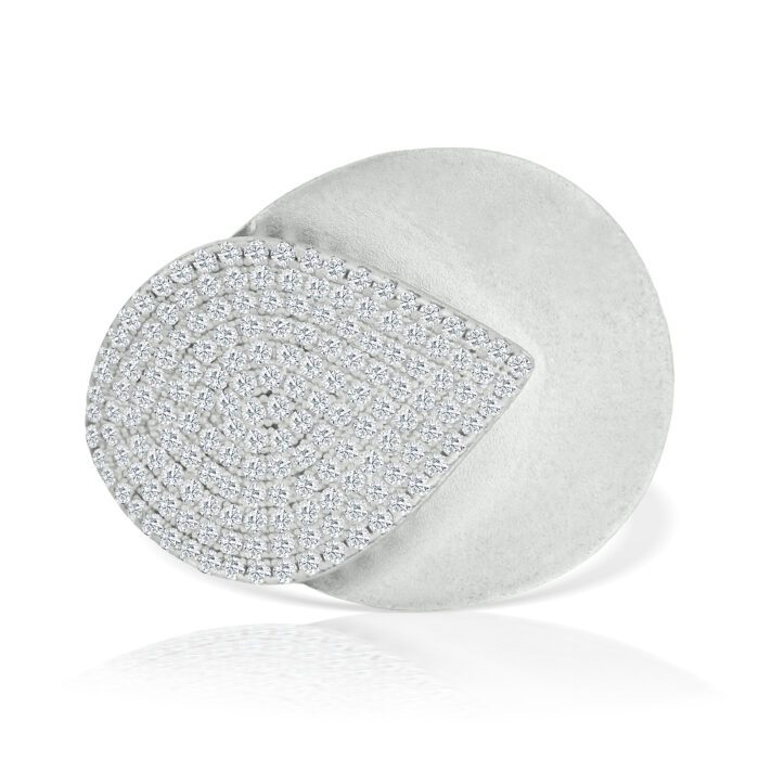 Pave CZ Leaf Statement Ring - Image 2