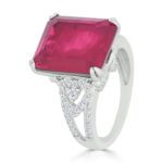 JINA 92.5 Sterling Silver Ruby and Diamond Ring