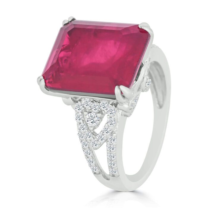 JINA 92.5 Sterling Silver Ruby and Diamond Ring - Image 1