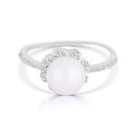JINA 92.5 Sterling Silver Pearl and Diamond Ring - Image 3
