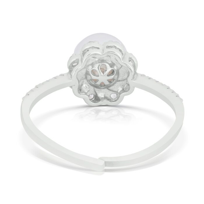 JINA 92.5 Sterling Silver Pearl and Diamond Ring - Image 4