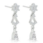Elegant Silver Geometric Floral Cluster with Teardrop Necklace & Earrings Set - Image 6