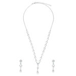 Elegant Silver Geometric Floral Cluster with Teardrop Necklace & Earrings Set - Image 7