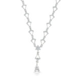 Elegant Silver Geometric Floral Cluster with Teardrop Necklace & Earrings Set - Image 8