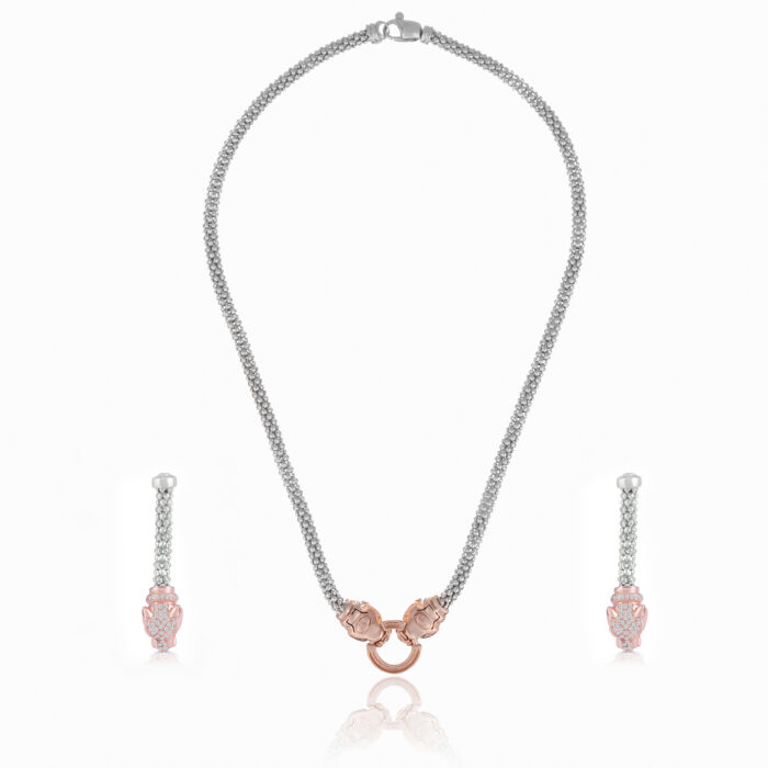 92.5 Sterling Silver & Rose Gold-Plated Charm Necklace and Earring Set - Image 6