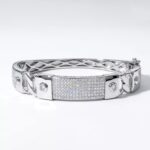 Sterling Silver Elite Micro Pav CZ Kada Bracelet - Image 3