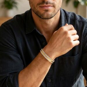 Gold Line Sterling Silver Kada