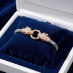 dual panther head men bracelet