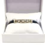 Men 925 Sterling Silver Pave Checker Leather Bracelet - Image 4