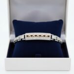 Iced Silver Link Bracelet with Rose Gold Twist Bar