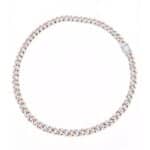 Rose Gold Tone and Silver CZ Cuban Link Chain