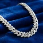 Silver Mixed Link Chain with Rectangular and Micro CZ Design - Image 3