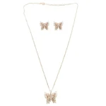Silver Butterfly Pendant Set with Rose Gold Finish - Image 4