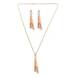 Rose Gold Finish Long Drop Pendant Set