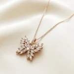 Silver Butterfly Pendant Set with Rose Gold Finish - Image 2