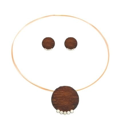 wood inspired necklace and earring