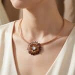 Sunflare Bloom Silver Necklace and Earring Set - Image 4