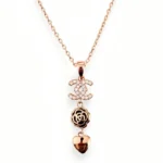 Rose Charm Heart Drop Pendant