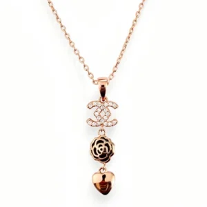 Rose Charm Heart Drop Pendant