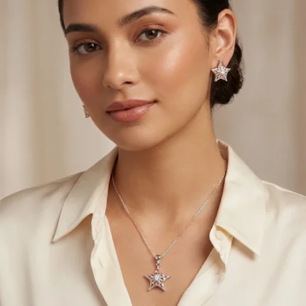 Silver star pendant set