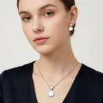 Silver Moon Glow Disc Pendant Set