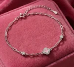 Silver Clover Charm Link Bracelet