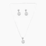 Moon Glow Disc Pendant Set in Silver