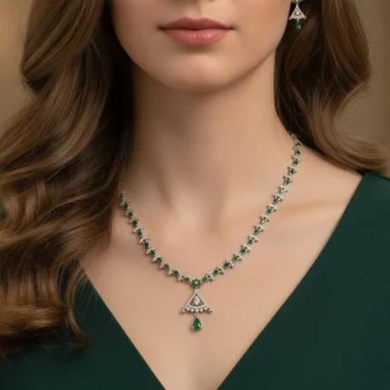 Green CZ necklace Set