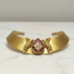 Royal Twin Horse Ruby Center Choker Necklace