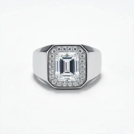 Emerald Cut Halo Ring
