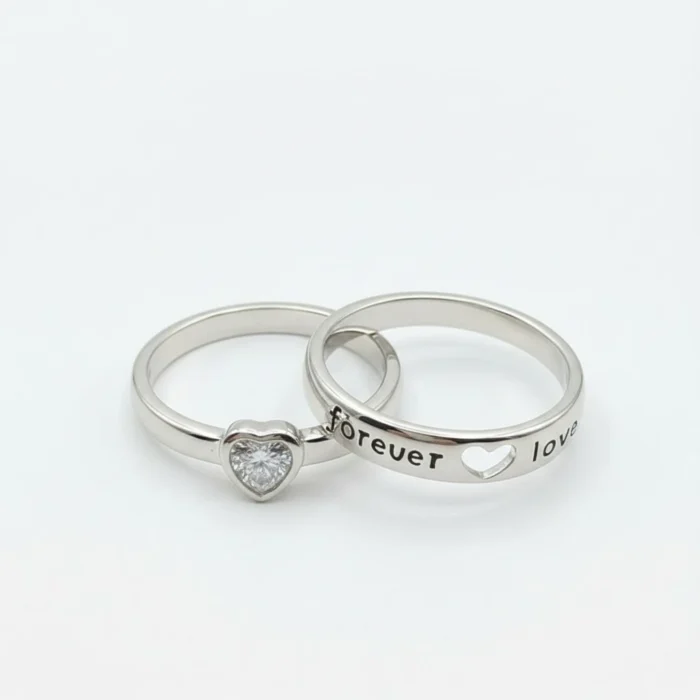 Forever Heart Silver Couple Ring Forever Heart Silver Couple Ring