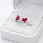 Silver Heart Bow Ring