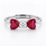 Bow Heart Silver Ring