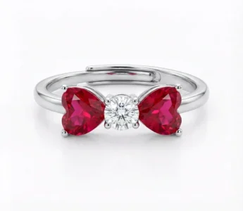 Bow Heart Silver Ring