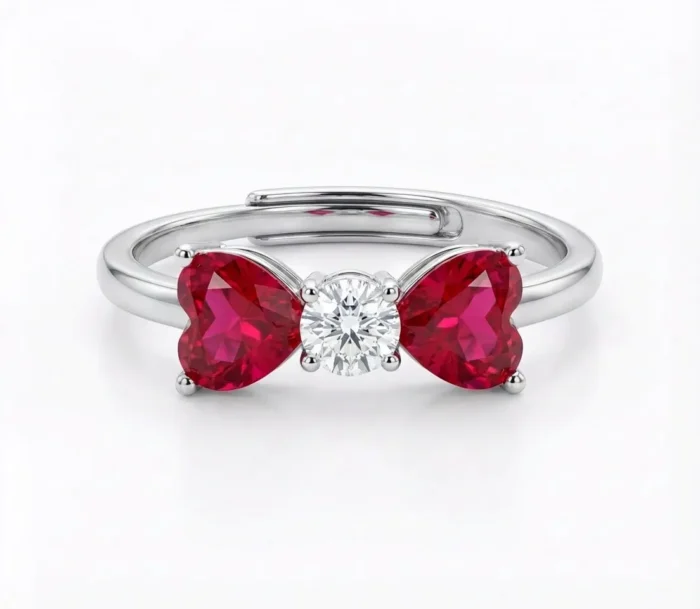 Bow Heart Silver Ring Bow Heart Silver Ring