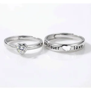 Forever Heart Silver Couple Ring