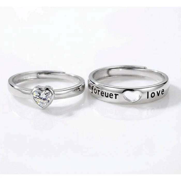 Forever Heart Silver Couple Ring