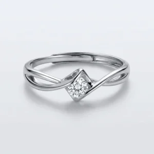 Silver Solitaire Twist Ring