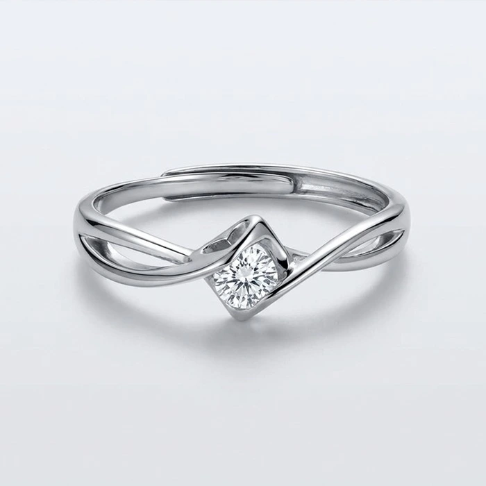Silver Solitaire Twist Ring