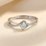 Silver Solitaire Twist Ring with CZ