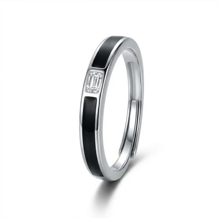 925 Silver Black Inlay Ring