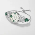 floral analog round watch