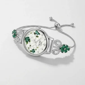 floral analog round watch