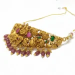 Goddess Lakshmi Silver Choker – Traditional Temple Jewelry with Ruby Drops - Image 2