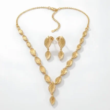 Leaf Gold Plated Necklace Set