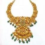 Gold Plated Temple Necklace with Green Beads