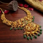 Silver Temple Necklace with Green Beads