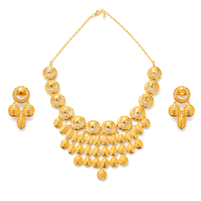Cascade Disc Drop necklace set